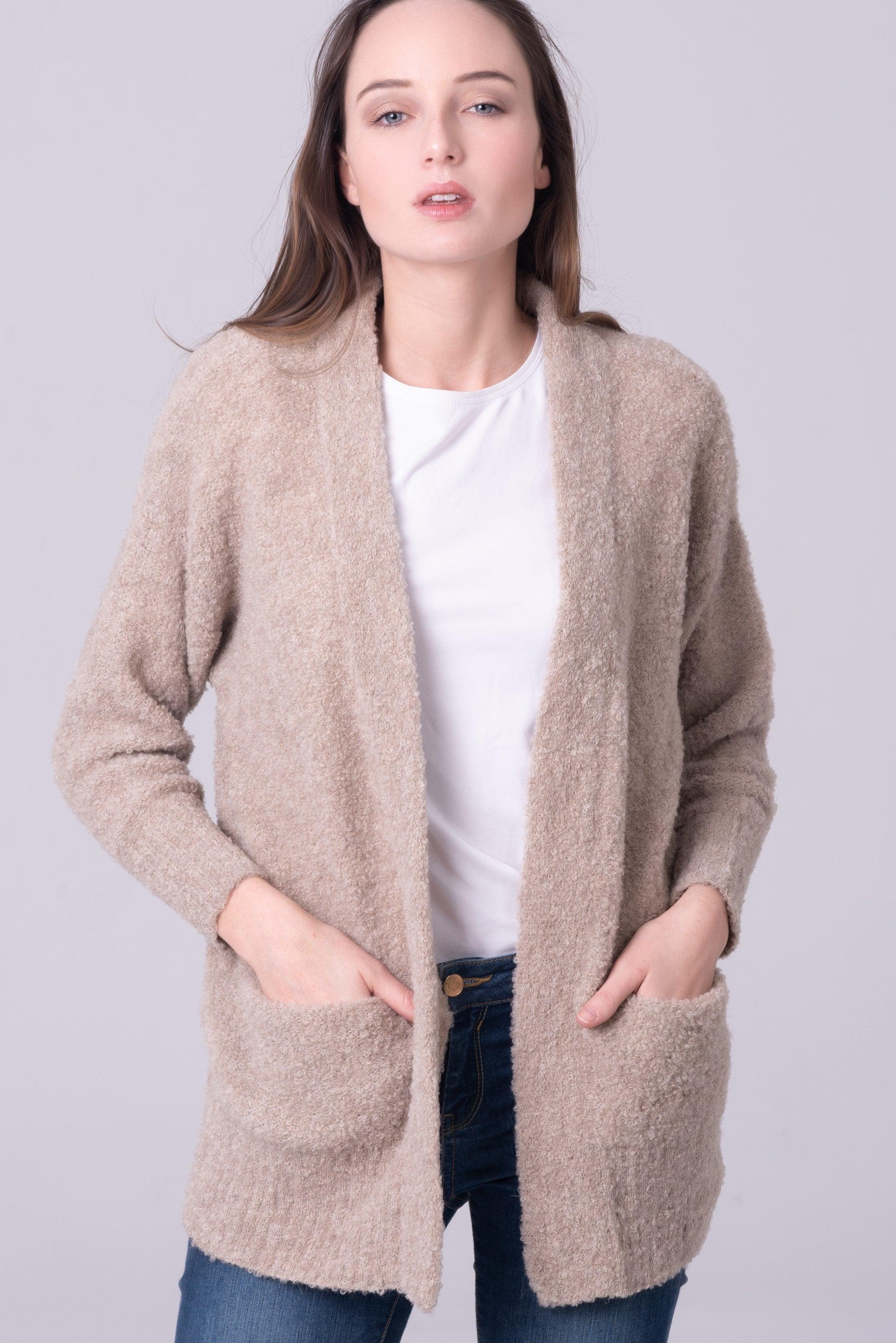 Alpaca cardigan: woven by hand in bouclé alpaca wool – Be ALPACA