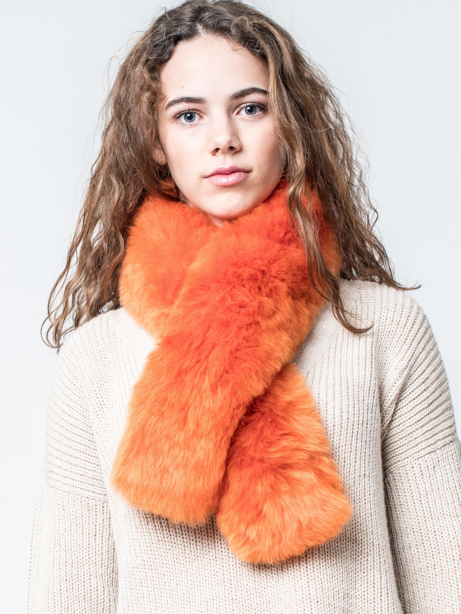 Bufanda de pelo de alpaca color naranja - Be ALPACA